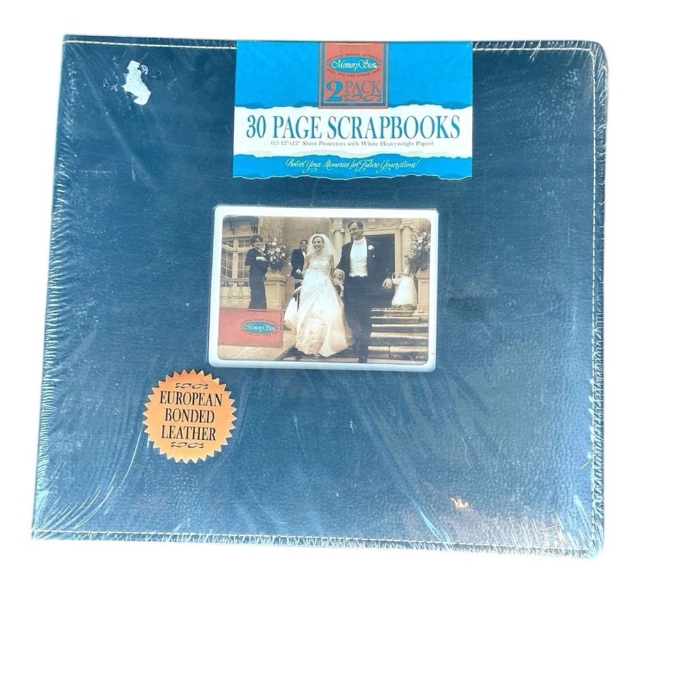 2 Pack 30 page Scrapbooks European Bonded Leather Memory Stor Navy Blue NEW